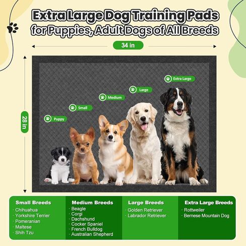 Charcoal XL Dog Pee Pads 34"x28" 100 Count Puppy Training Pads in Saudi Arabia