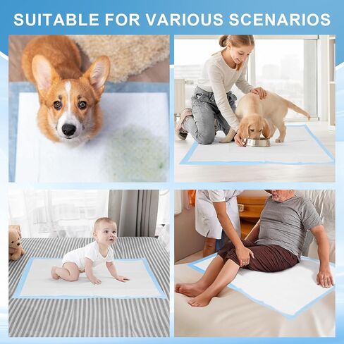 Puppy Pee Pads for Dogs Extra Large 31""x47"" 40 Count, Leak-Proof & Super Absorbent, Thicken Disposable Potty Training Pads for Doggie Cats Rabbits, Quick Dry Pet Piddle Pad, Blue&white in Kuwait