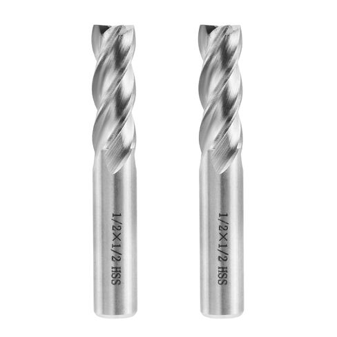 Rannb Square End Mill 1/2" Cutting Dia x 1/2" Shank Dia 4 Flute Straight End Mill Cutter - 2pcs in Kuwait