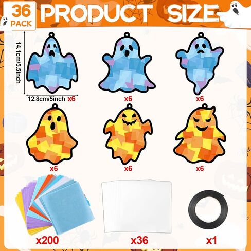 Lonfliness 36 Set Halloween Ghost Suncatchers DIY Craft Kit for Kids in Kuwait