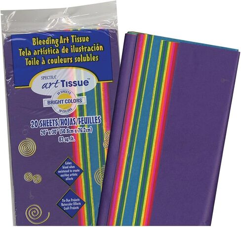 Spectra Bleeding Art Tissue, Bright Colors Assortment, 20" x 30", 20 Sheets in 10 Colors in Kuwait