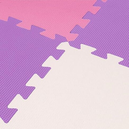 BalanceFrom 16-Pack 12x12 Inches EVA Interlocking Foam Play Tile Mat, Pink/Purple/Beige – 0.4-Inch Thick Non-Slip Puzzle Flooring for 16 Square Feet in Playroom, Nursery, or Playpen at Home in Kuwait