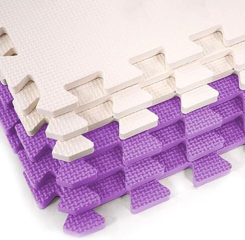 BalanceFrom 16-Pack 12x12 Inches EVA Interlocking Foam Play Tile Mat, Pink/Purple/Beige – 0.4-Inch Thick Non-Slip Puzzle Flooring for 16 Square Feet in Playroom, Nursery, or Playpen at Home in Kuwait