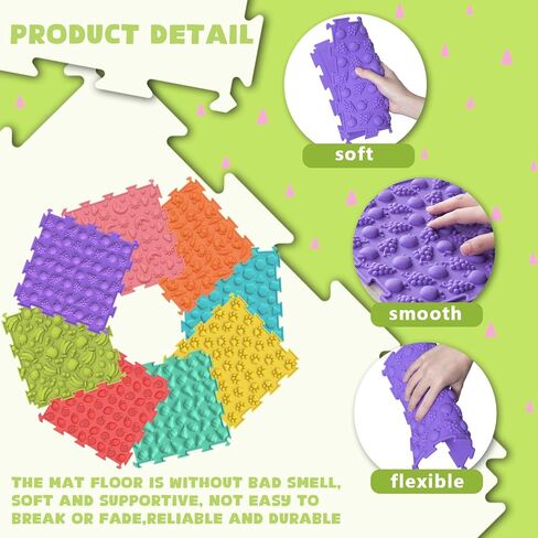Sensory Mats for Kids, 8 Pack Textured Sensory Tiles for Toddlers ＆ Adults in Kuwait