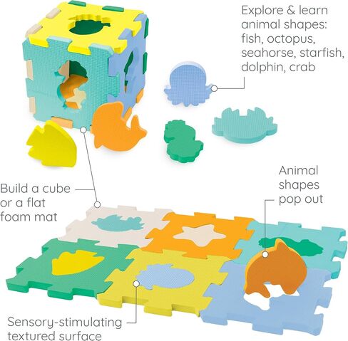 Infantino Sensory Foam Puzzle Mat, 2-in-1 Cube & Mat, Sea Animals in Saudi Arabia