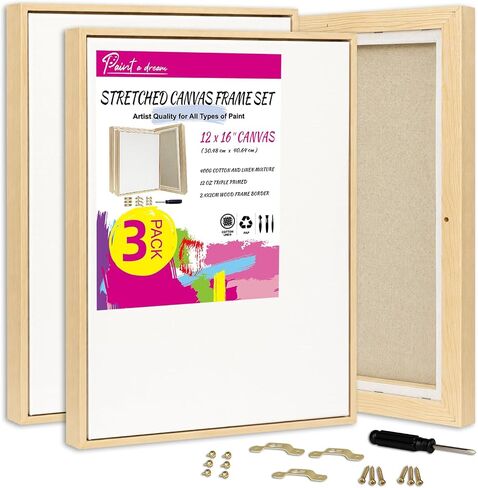 3 Pack 12 x 16 inch Floater Frame Canvas with Cotton-Linen Blend (400 GSM) in Kuwait