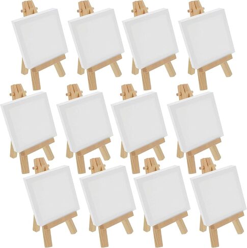 U.S. Art Supply 5" x 5" Stretched Canvas,8" High Small Natural Wooden Easel in Kuwait