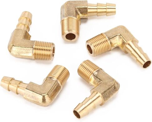 Generic 90 Degree Elbow Brass Barb Fitting 1/4 ID Hose x 1/8-Inch Male NPT Air( Pack of 5 ) in Kuwait