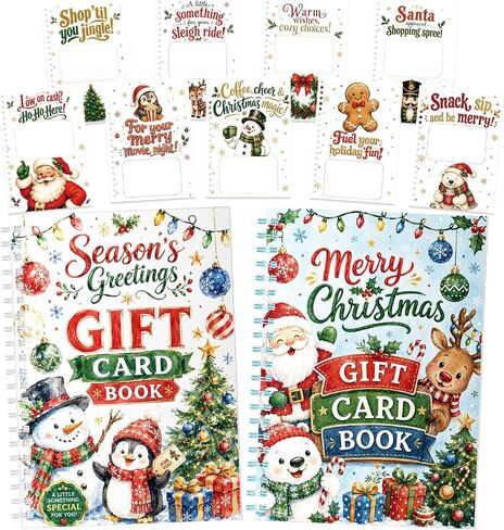 JWSCYSY 2 Pack Vintage Christmas Gift Card Book for Adults, 5.5x7.8 Spiral Bound Merry Christmas Gift Card Holder Book, DIY Personalized Xmas Gift Card Book for Family Friends Students (Kraft, White) in Kuwait