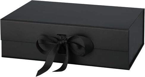 KGVZPT 10.5"x7.5"x3" Medium Black Magnetic Gift Box with Lid Ribbon in Kuwait