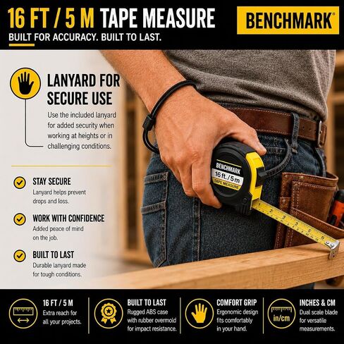 Benchmark - 4 Pack - 16 Foot Tape Measure - HG Series - Retractable, Autowind and Lock in Kuwait