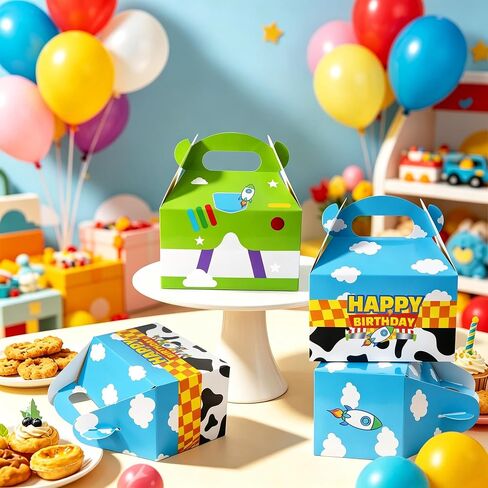 15 Pack Cartoon Story Party Boxes Cookie Treat Boxes with Handle Blue Sky White Cloud Cow Pattern Gift Box for Cartoon Story Birthday Party Supplies in Kuwait