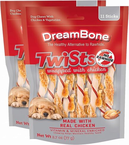 DreamBone Twists Wrapped with Chicken, No-Rawhide Chews for Dogs, 11 Count (Pack of 2) in Kuwait