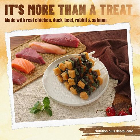 Dog Treats 5 Flavors Meat Rawhide Kabobs Long Lasting 10.6 oz in Kuwait