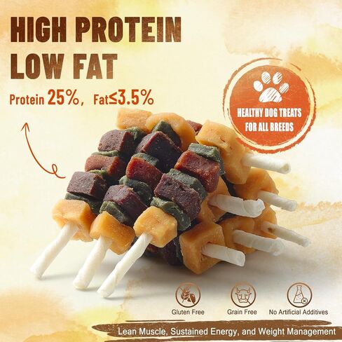 Dog Treats 5 Flavors Meat Rawhide Kabobs Long Lasting 10.6 oz in Kuwait