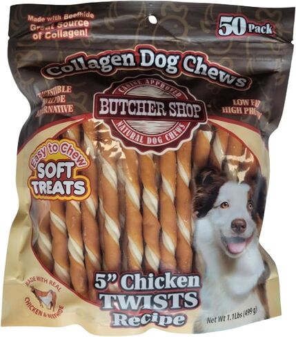 Lovin' Tenders Butcher Shop 50 Dog Treats Collagen and Chicken Twists (Pack of 1) in Kuwait