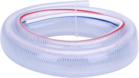 أنابيب PVC مضفرة ناعمة من DERPIPE - خرطوم فينيل مقوى شفاف ومرن عالي الضغط مقاس 3/4 بوصة × 1 بوصة OD للمياه والزيت مع قطعتين من مشابك خرطوم (25 قدمًا) in Kuwait