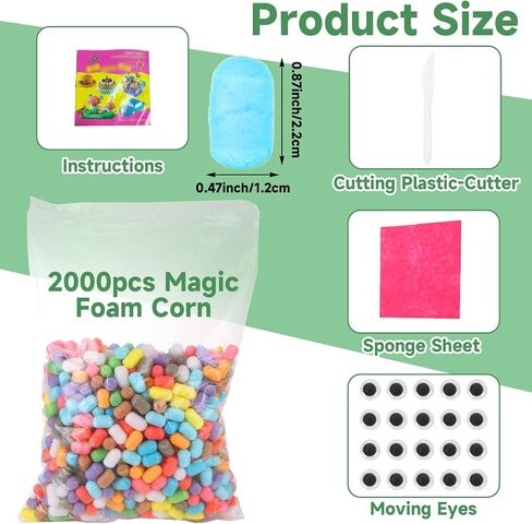 LOLYSIC 2000 Pcs Magic Foam Crafts, Arts and Crafts Magic Foam Corn Craft Kit Bulk Building Blocks Model Valentines Gifts DIY Creativity Supplies in Kuwait