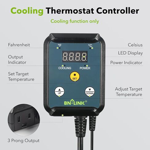 BN-LINK Digital Heating and Cooling Thermostat Controller for Reptiles, Attic Fan in Kuwait