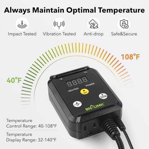 BN-LINK Digital Heating and Cooling Thermostat Controller for Reptiles, Attic Fan in Kuwait