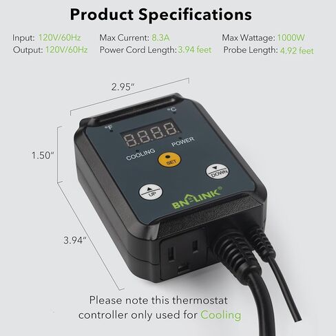 BN-LINK Digital Heating and Cooling Thermostat Controller for Reptiles, Attic Fan in Kuwait