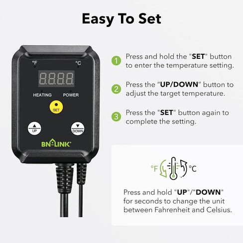 BN-LINK Digital Heating and Cooling Thermostat Controller for Reptiles, Attic Fan in Kuwait