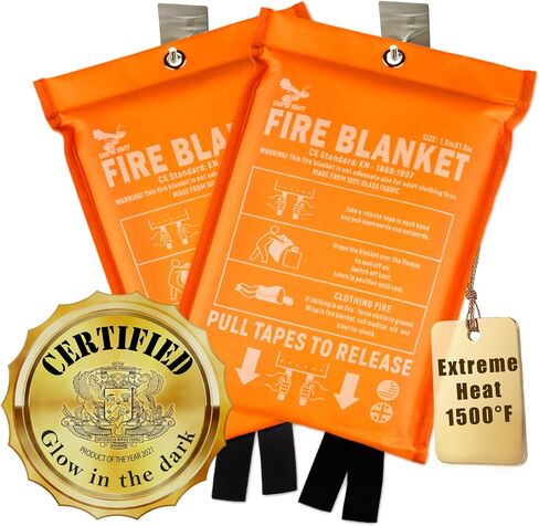 Supa Ant Fire Blanket - USA Assembled & Certified Survival Gear - Award Winning Fire Suppression Survival Kits - Emergency Fire Blanket - Fiberglass Blanket - Fire Blanket for home - 47'' Pack of 2 in Kuwait