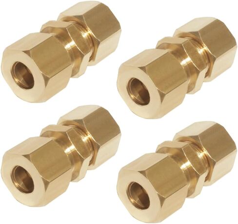 4PCS Brass Compression Tube Fitting, Union, 3/8" Tube OD x 3/8" Tube OD Coupler Connector Pipe Fittings in Kuwait