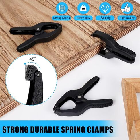 Spring Clamps 30 Pack,ACOSEA 3.5 inch Plastic Small Spring Clips,Clamps Heavy Duty for crafts,Mini Clamps for Woodworking and Backdrop Clips Clamps for Photography Studios(Black) in Kuwait