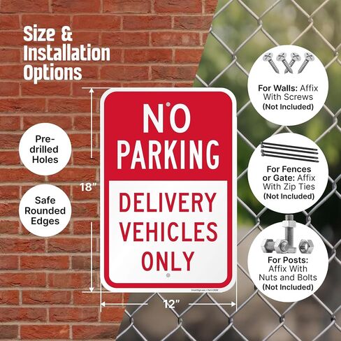 SmartSign "No Parking - Delivery Vehicles Only" Sign | 12" x 18" Aluminum in Kuwait
