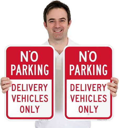 SmartSign "No Parking - Delivery Vehicles Only" Sign | 12" x 18" Aluminum in Kuwait