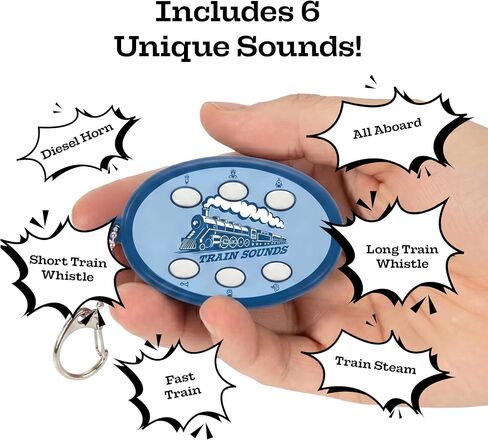 Train Noisemaker Keychain with 6 Sounds, Train Whistles, Conductor and Engine Noises, Portable Electronic Sound Maker Train Themed Sound Board For Kids With 6 Effects, Birthday Noise Maker Toy Gift in Kuwait