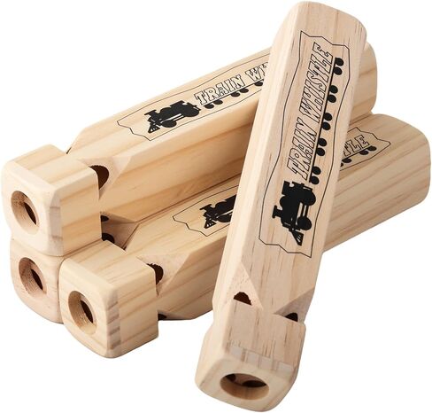 4PCS Wooden Train Whistles - 4 Tone 7.5" Large Wood Whistle, Trains Party Favors, Game Prizes, Theme Birthday Decorations, Noisemakers for Parties Carnival Prize Games Cheering Prop or Educational in Kuwait