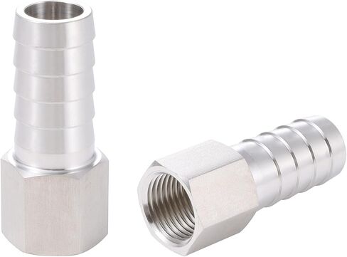 304 Stainless Steel Hose Barb Fitting, 1/4" Barb x 3/8" FNPT Female NPT, Barb to NPT Adapter for Homebrew/Beer Line, 2 Pack in Kuwait