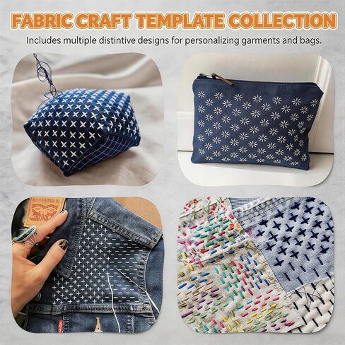 32 Pcs Sashiko Stencil Kit, 5.1 x 5.1 Inch Plastic Geometric Pattern Templates for Sewing Hand Quilting and Embroidery Crafts in Kuwait
