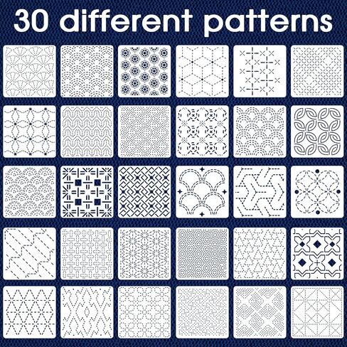 30 Pcs Sashiko Stencil Reusable Kit, Sashiko Template Embroidery Stencils in Kuwait
