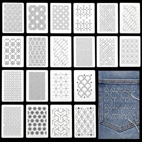 20 Pcs Sashiko Stencil, 8.27×5.91 Inch Quilting Stencils in Saudi Arabia