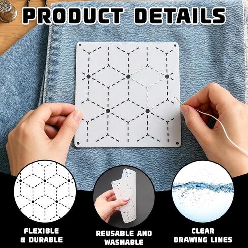 32 Pcs Sashiko Stencil Kit, 5.1 Inch Reusable PET Sashiko Templates in Kuwait