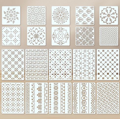 20pcs Plastic Stencil, 2 Sizes & 20 Styles Drawing Line Hand Quilting Stencils Washable Embroidery Pattern Stabilizers Reusable Template for Sewing Embroidery Supplies in Kuwait