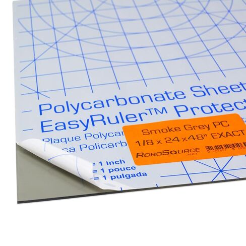 Smoke Grey Polycarbonate Plastic Sheet 24" X 48" X 0.118" (1/8") Exact, Shatter Resistant, Easier to Cut, Bend, Mold Than Plexiglass. Robotics, Hobby, DIY, Industrial, Crafts. Translucent Gray Tinted in Kuwait