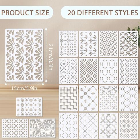 20pcs Plastic Stencil, 8.3x5.9in Quilting Templates Drawing Line Stencil Geometric Embroidery Pattern Stabilizers for Sewing Hand Quilting and Embroidery in Kuwait