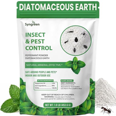 Diatomaceous Earth Food Grade Powder with Peppermint - Crawling Insect Killer for Bed Bugs, Roaches, Ants, Fleas - Indoor & Outdoor Pest Control | Family & Pet Safe | 1 lb in Kuwait
