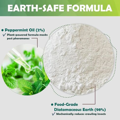 Diatomaceous Earth Food Grade Powder with Peppermint - Crawling Insect Killer for Bed Bugs, Roaches, Ants, Fleas - Indoor & Outdoor Pest Control | Family & Pet Safe | 1 lb in Kuwait