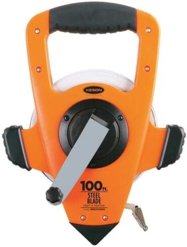 Keson NRS18100 Nylon-Reinforced Steel Blade Tape Measure, Speed Rewind (Graduations: ft., in. 1/8), 100-Foot , White in Kuwait