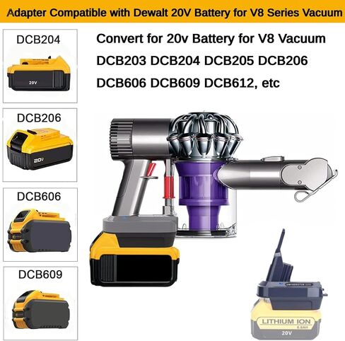 محول بطارية V7 V8 لبطارية ليثيوم ديوالت 20 فولت تم تحويلها لاستبدال بطارية دايسون V7 V8 SV10 SV11 سلسلة انيمال ابسولوت موتور هيد برو فلافي هيبا مكنسة كهربائية لاسلكية in Kuwait