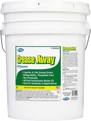 ComStar Grease Away، مزيل الشحوم شديد التحمل، يسيل الشحوم والكربون والأوساخ والمزيد بسهولة، يزيل الزيوت الثقيلة والشحوم والأوساخ، قابل للتحلل الحيوي، صنع في الولايات المتحدة الأمريكية، 5 جالون (55-132) in Kuwait