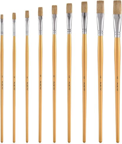 Flat Paint Brush Set 9pcs for Acrylic Watercolor Gouache Oil and Body Paint in Kuwait