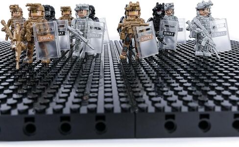 12PCS Military SWAT Building Blocks Minifigures Set, Special Forces Soldier Figures with Weapons & Armor, Army Combat Team Toys for Kids, Gift for Boys in Kuwait