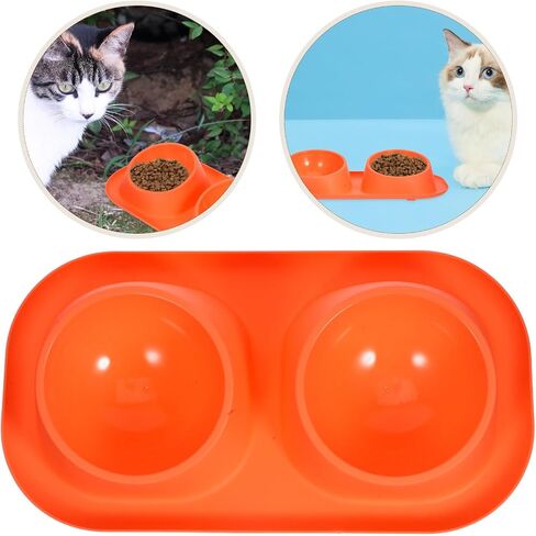 Double PET Food Bowls Plastic Cat Feeder with Non Slip Raised Stand in Saudi Arabia