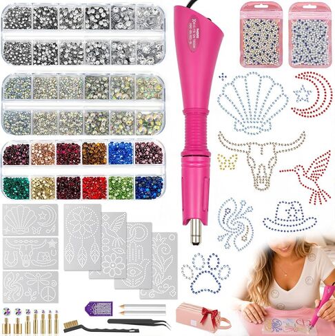 Hotfix Rhinestone Applicator Kit for Clothes, Bedazzler Tool, 7380 Crystals in Saudi Arabia